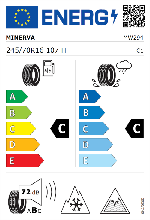 Tyre Label for Minerva S220 245/70R16 107H